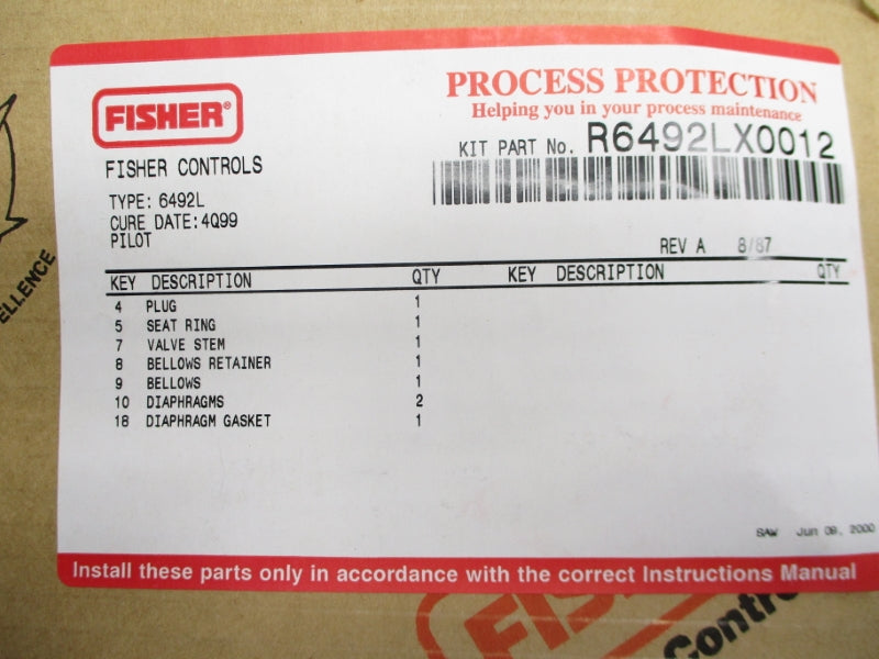 FISHER R6492LX0012 NSMP