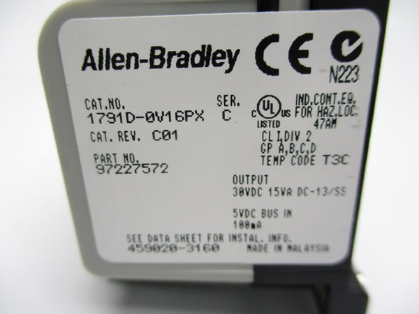 ALLEN BRADLEY 1791D-0V16PX SER. C 30VDC 100A NSMP