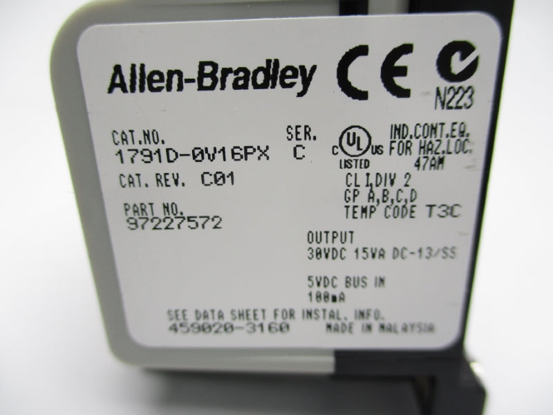 ALLEN BRADLEY 1791D-0V16PX SER. C 30VDC 100A NSMP