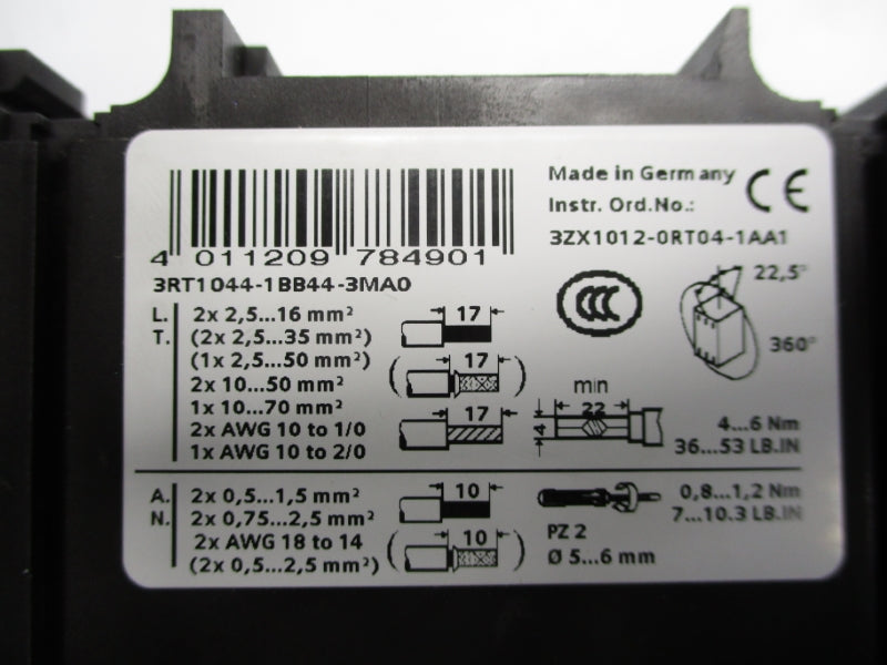 SIEMENS 3RT1044-1BB44-3MA0 24VDC 10A NSMP