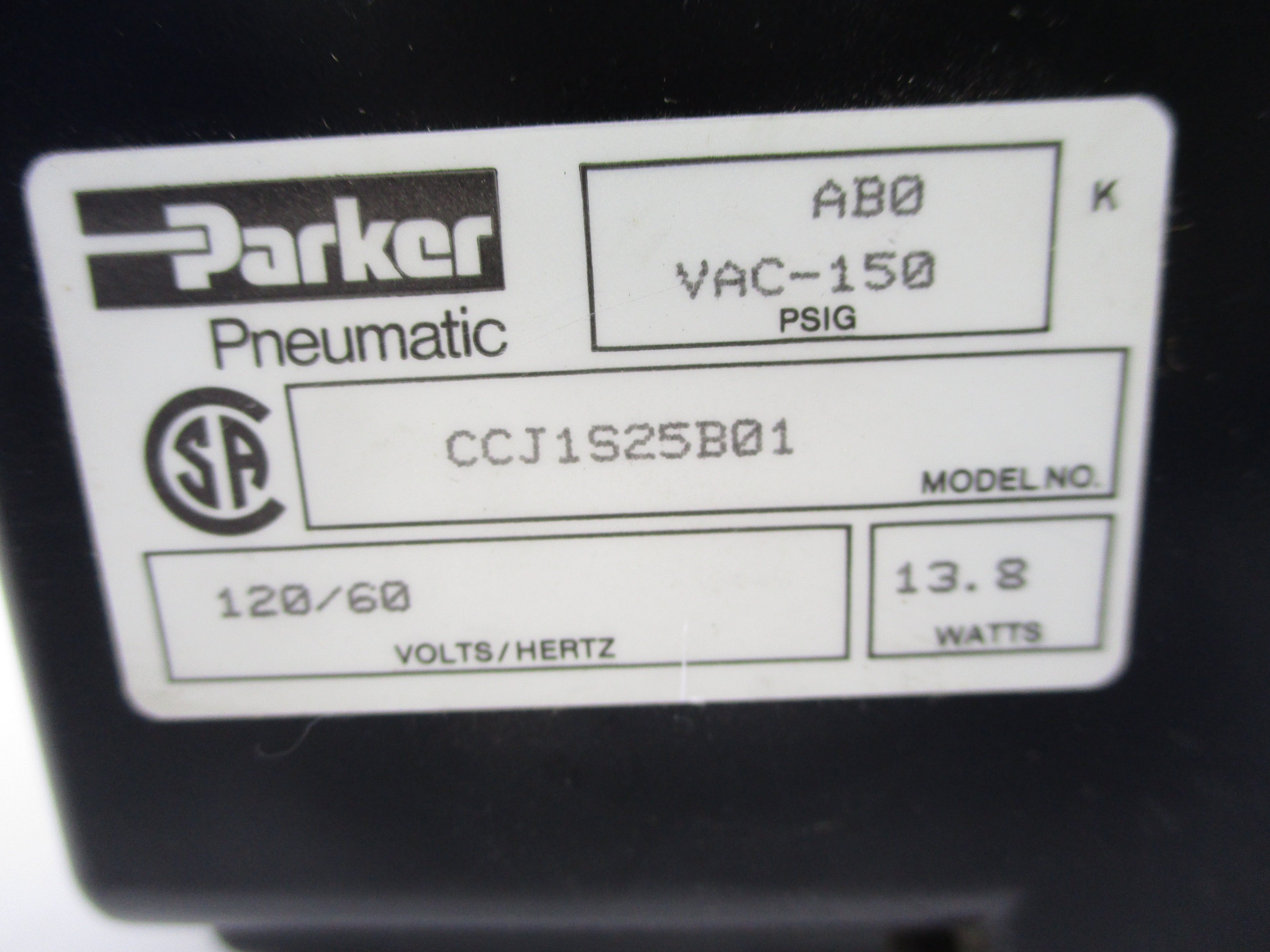 PARKER CCJ1S25B01 120V 150PSI 1/4" UNMP