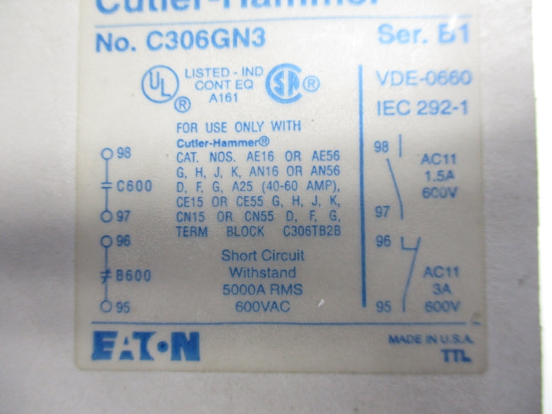 EATON AN16DN0AB SER. B1 110/120V 27A NSNP