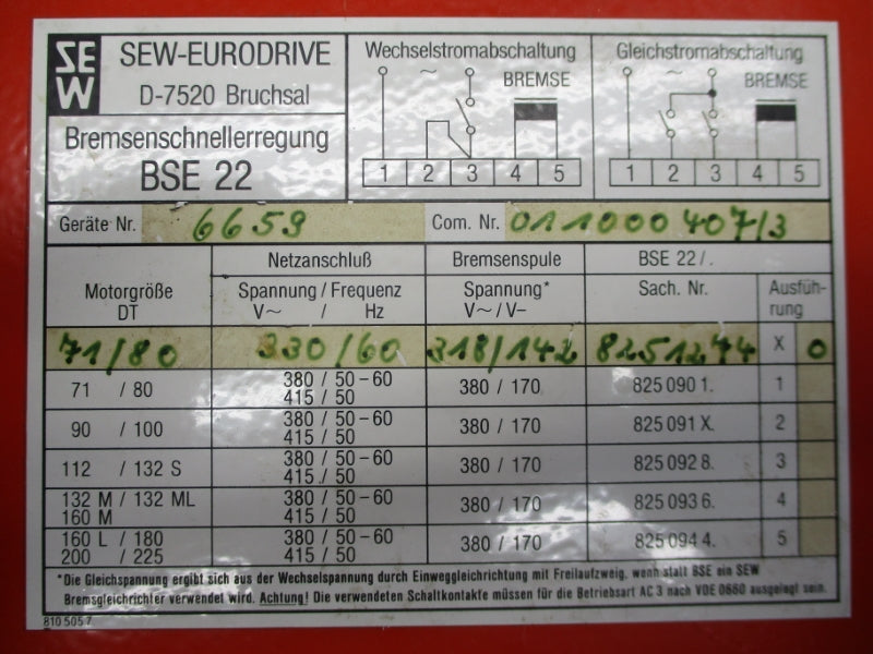 SEW EURODRIVE D-7520 380V NSNP