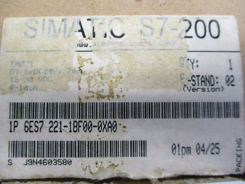 SIEMENS 6ES7221-1BF00-0XA0 24VDC NSMP