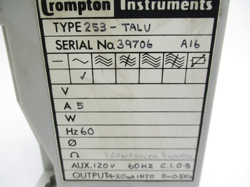 CROMPTON INSTRUMENTS 253-TALU 120V 5A UNMP