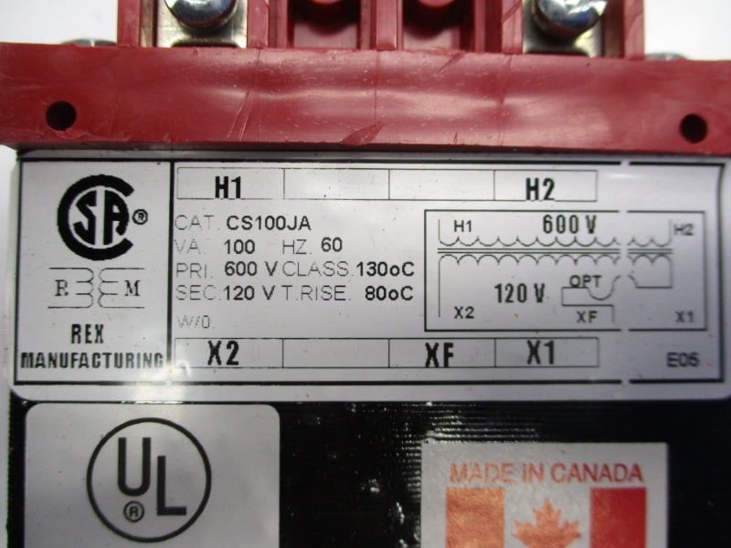 REX MANUFACTURING CS100JA 600V NSMP