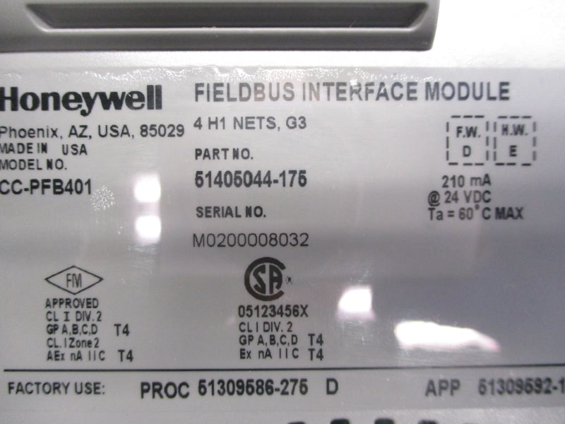 HONEYWELL CC-PFB401 51405044-175 24VDC F/W D NUPI