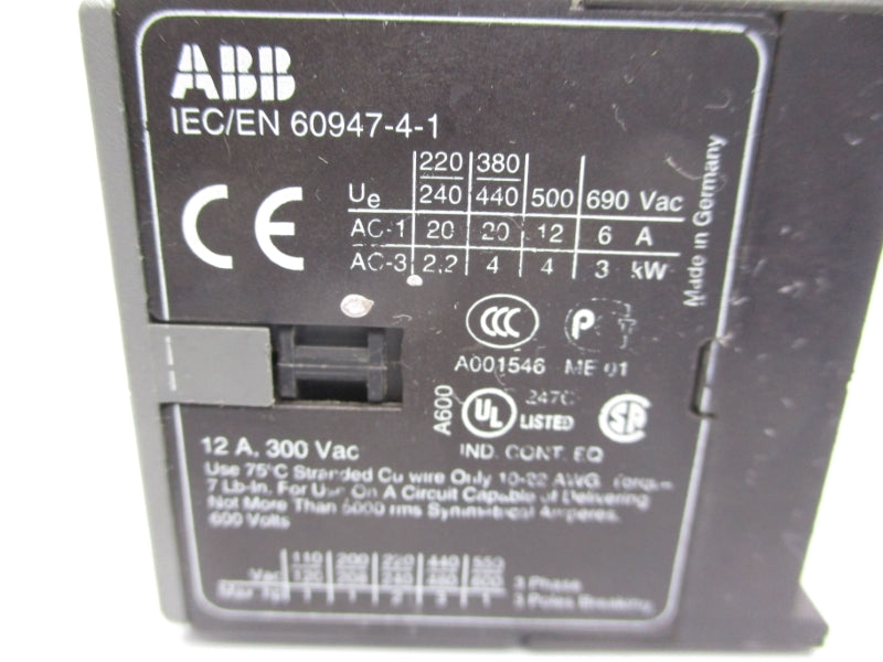 ABB BC6-22-00 60947-4-1 220-240VDC 12A NSNP