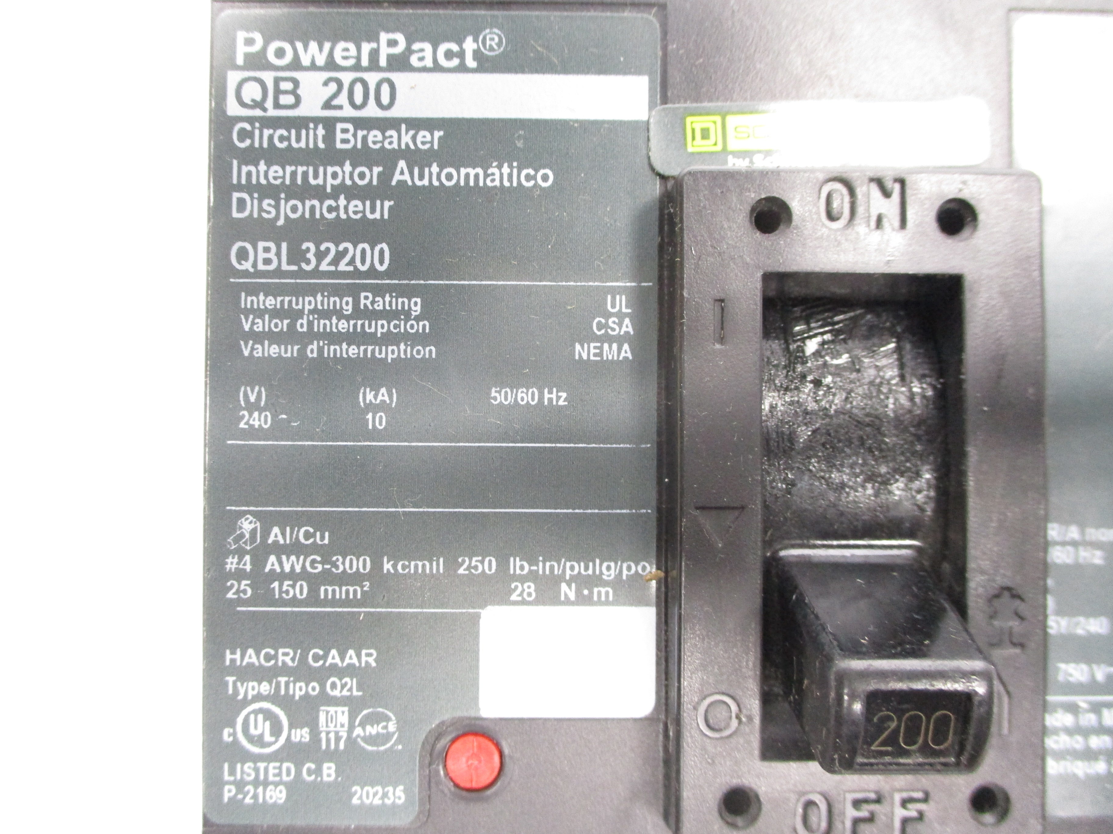 SQUARE D QBL32200 240V 200A (AS PICTURED) UNMP