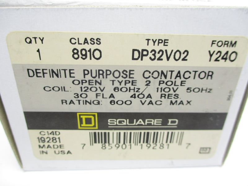 SQUARE D 8910DP32V02Y240 120V 40A NSMP