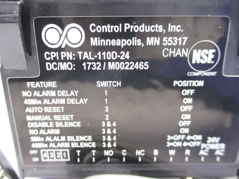 CONTROL PRODUCTS TAL-110D-24 24VAC 1A NSMP