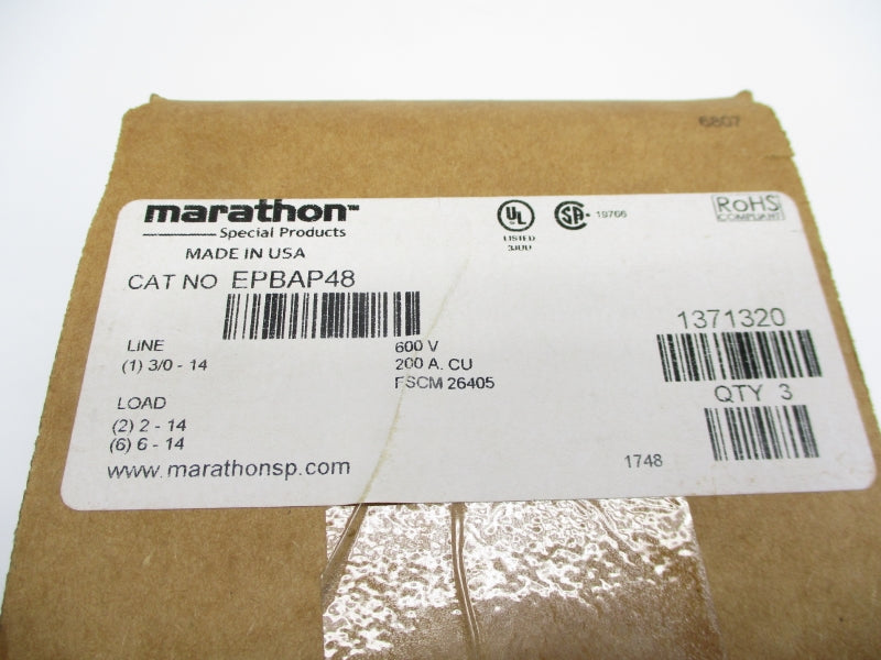 MARATHON EPBAP48 600V 200A (PKG OF 3) NSFS