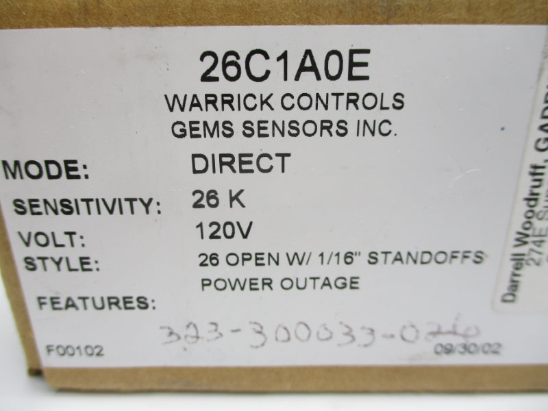 WARRICK CONTROLS 26C1A0E 120VAC NSMP