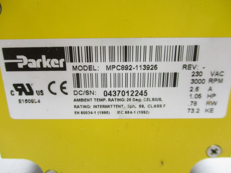 PARKER MPC892-113925 230VAC 2.6A UNMP