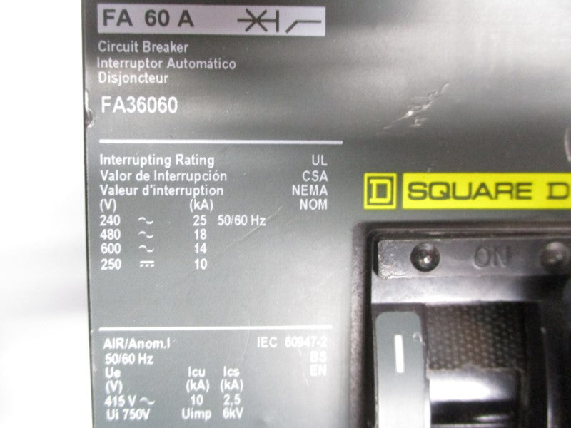 SQUARE D FA36060 600V 60A (GREEN) NSNP