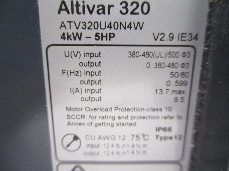 SCHNEIDER ELECTRIC ATV320U40N4W 380-480V 13.7A NSMP