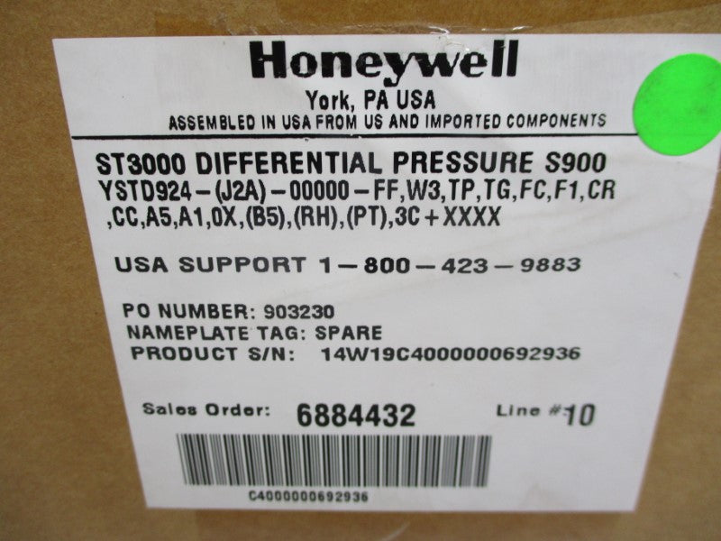 HONEYWELL YSTD924-(J2A)-00000-FF,W3,TP -20-400PSI NSMP