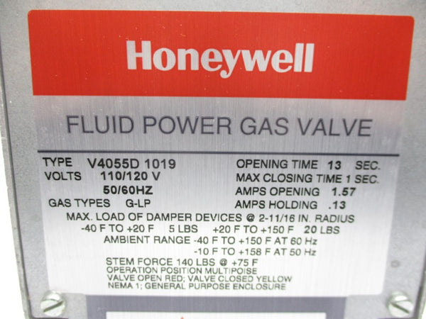 HONEYWELL V4055D 1019 110/120V 1.57/.13A 15PSI NSMP