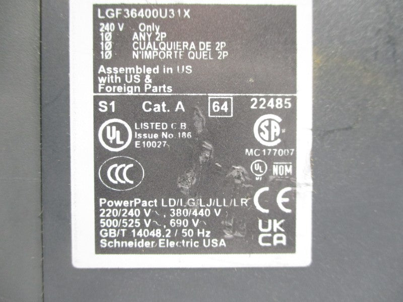 SQUARE D LGF36400U31X SER. S1 600V 400A (AS PICTURED) NSNP