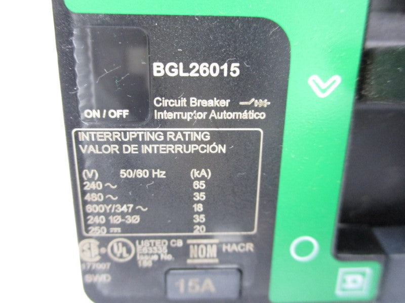 SQUARE D BGL26015 480V 15A (GREEN) NSNP