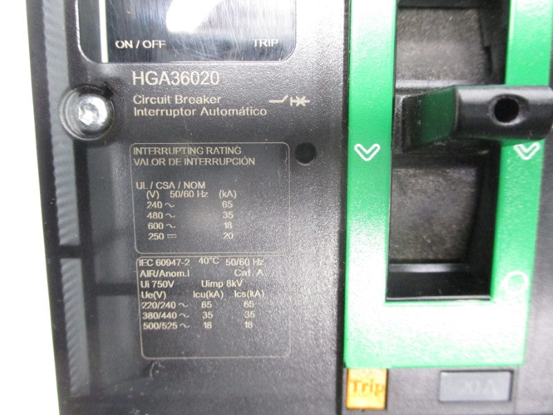 SQUARE D HGA36020 600V 20A (GREEN) NSNP