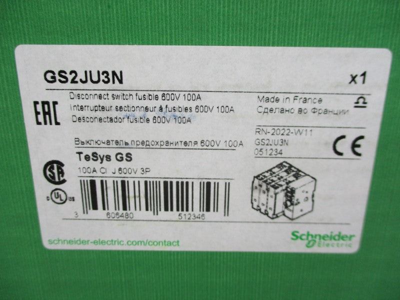 SCHNEIDER ELECTRIC GS2JU3N 600V 100A NSFS