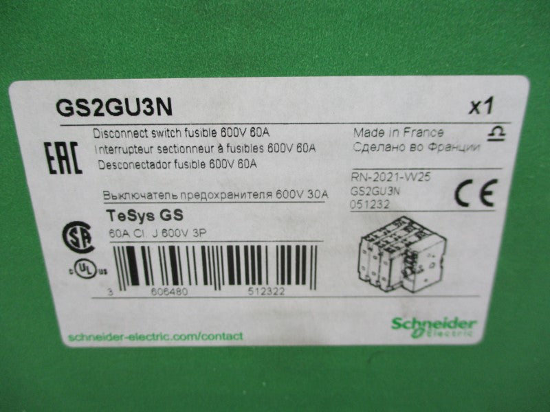 SCHNEIDER ELECTRIC GS2GU3N 600V 60A NSFS