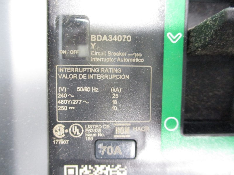 SQUARE D BDA34070Y 277V 70A (GREEN) NSMP