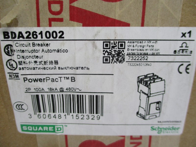 SQUARE D BDA261002 480V 100A (GREEN) NSMP