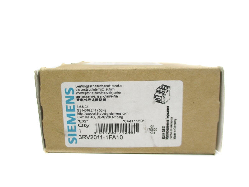 SIEMENS 3RV2011-1FA10 600V 3.5-5.0A NSMP