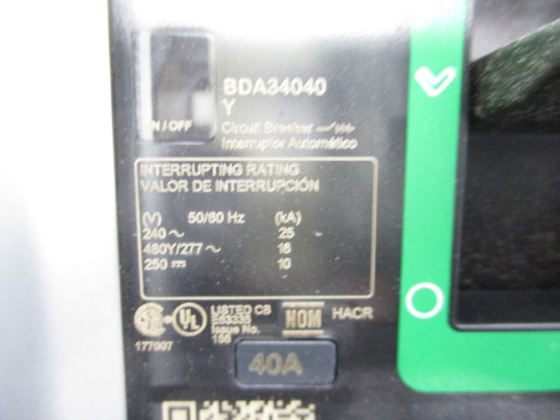 SQUARE D BDA34040Y 277V 40A (GREEN) NSMP