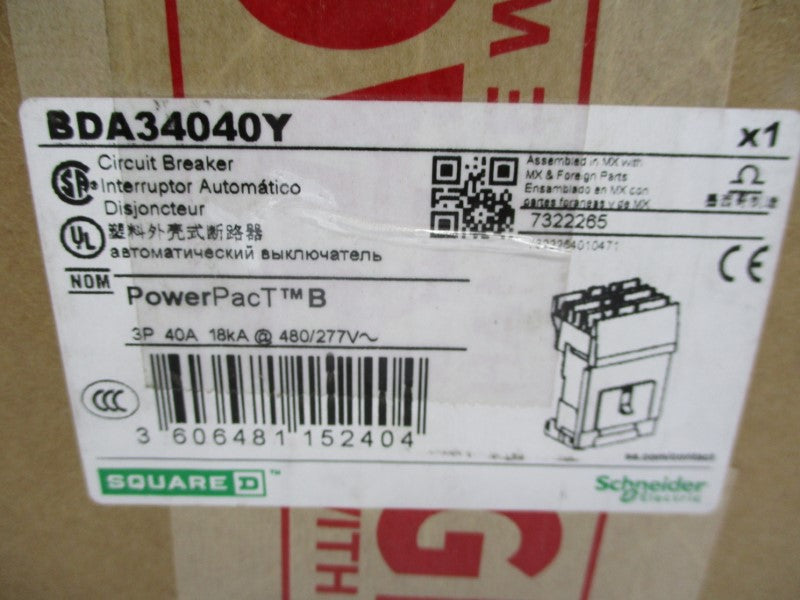 SQUARE D BDA34040Y 277V 40A (GREEN) NSMP