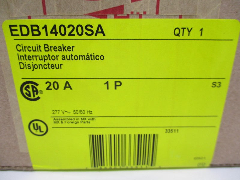 SQUARE D EDB14020SA SER. S3 277V 20A NSFS