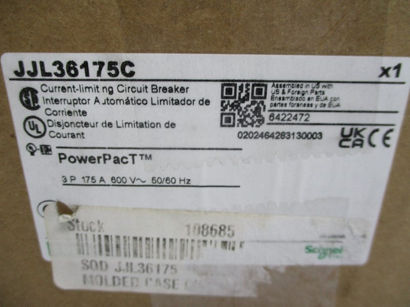 SQUARE D JJL36175C 600V 175A (GREEN) NSMP