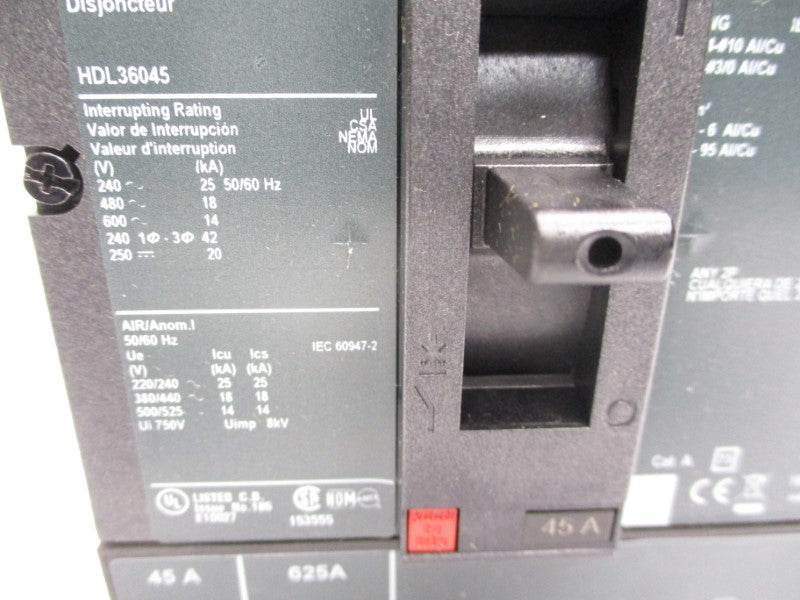 SQUARE D HDL36045 SER. S1 600V 45A NSMP
