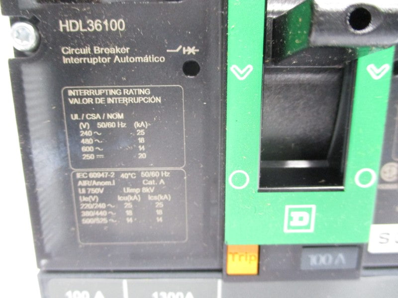 SQUARE D HDL36100 600V 100A (GREEN) NSMP