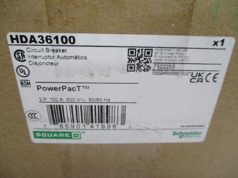 SQUARE D HDA36100 600V 100A (GREEN) NSMP