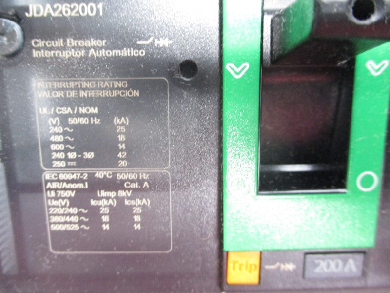 SQUARE D JDA262001 600V 200A (GREEN) NSMP