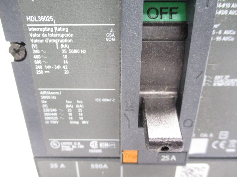 SQUARE D HDL36025 600V 25A NSNP