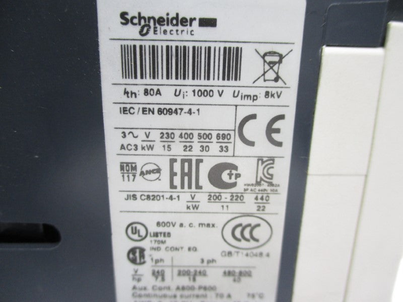 SCHNEIDER ELECTRIC LC1D50B7 24V 80A NSNP