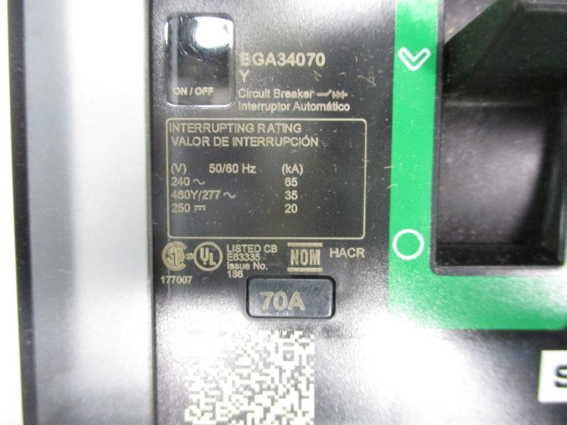 SQUARE D BGA34070Y 277V 70A (GREEN) NSNP