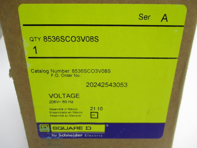 SQUARE D 8536SCO3V08S SER. A 208V NSMP