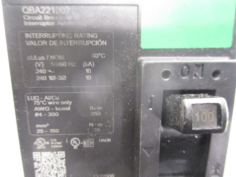 SQUARE D QBA221002 240V 100A (GREEN) NSMP
