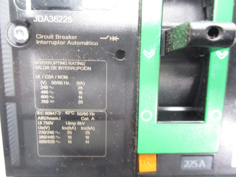 SQUARE D JDA36225 600V 225A (GREEN) NSMP