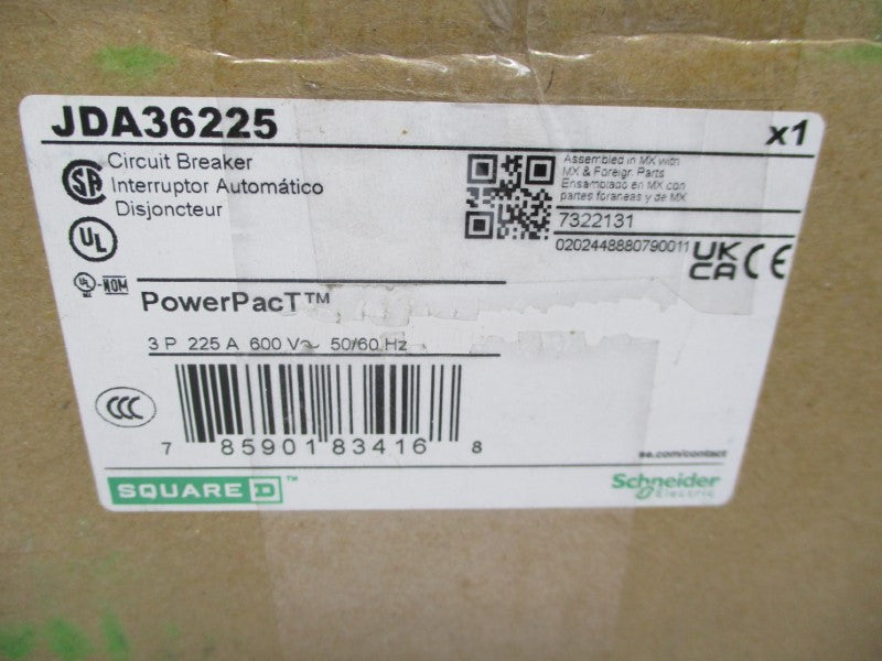 SQUARE D JDA36225 600V 225A (GREEN) NSMP