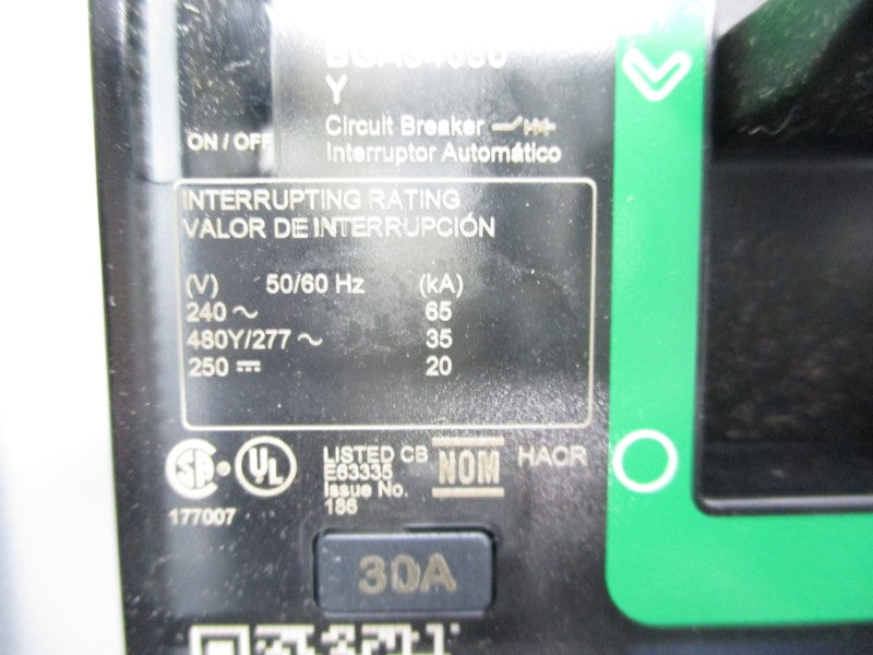 SQUARE D BGA34030Y 277V 30A (GREEN) NSMP