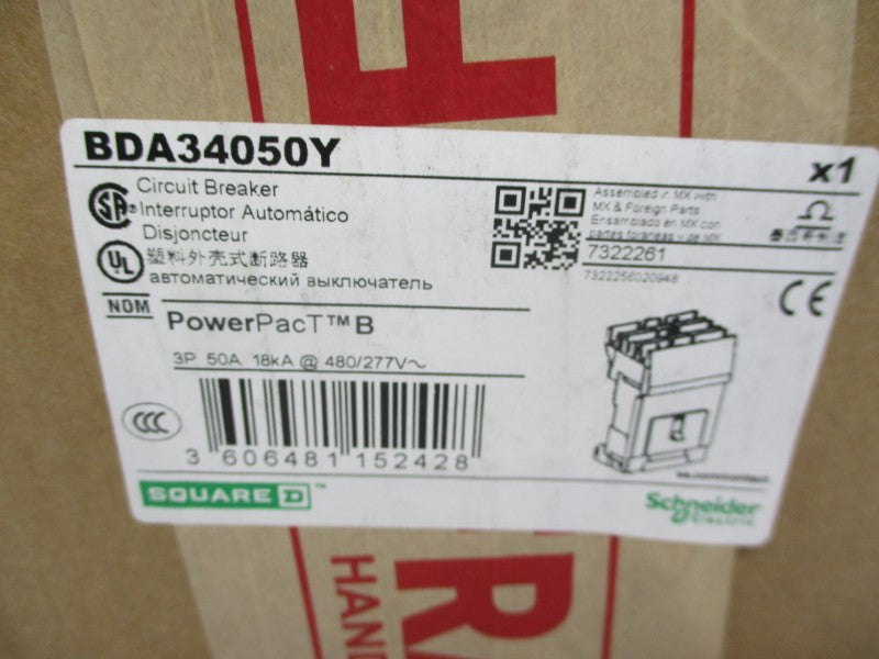 SQUARE D BDA34050Y 277V 50A (GREEN) NSFS