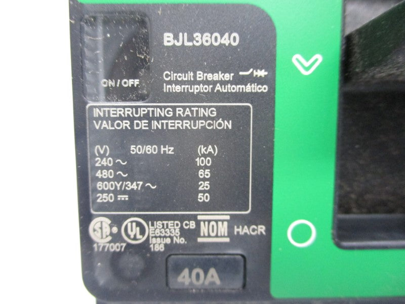 SQUARE D BJL36040 480V 40A (GREEN) NSMP