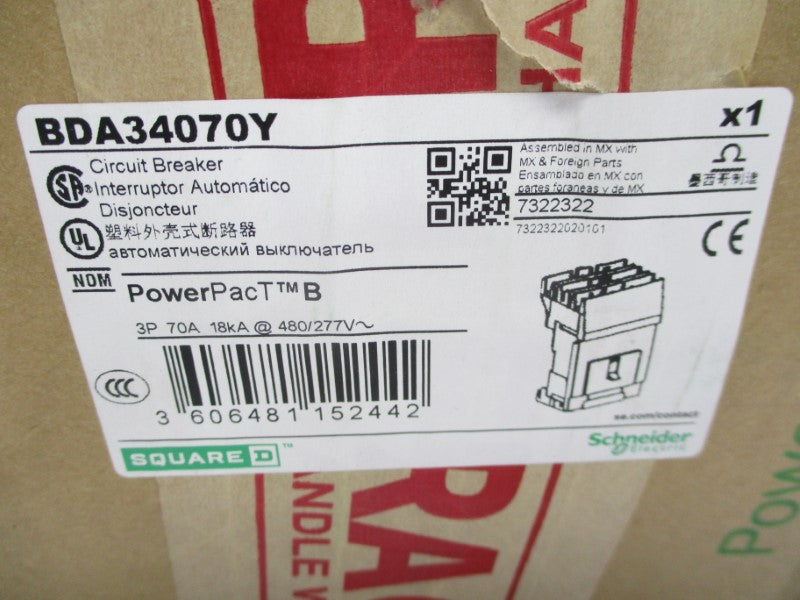 SQUARE D BDA34070Y 277V 70A (GREEN) NSFS