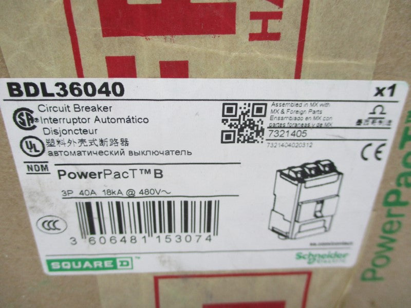 SQUARE D BDL36040 480V 40A (GREEN) NSFS